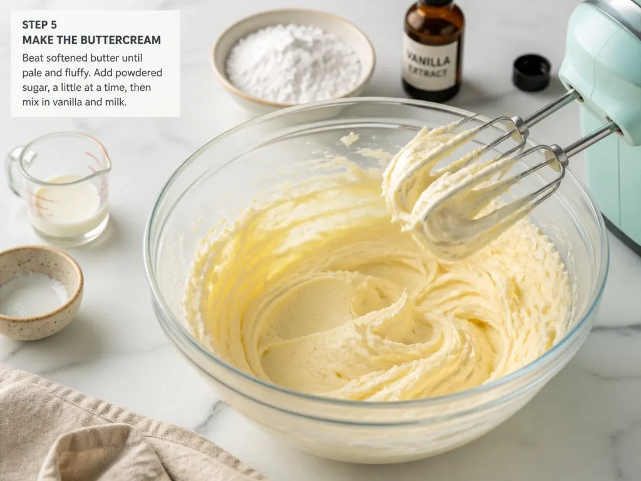 mini dinosaur cake — step 5: make the buttercream