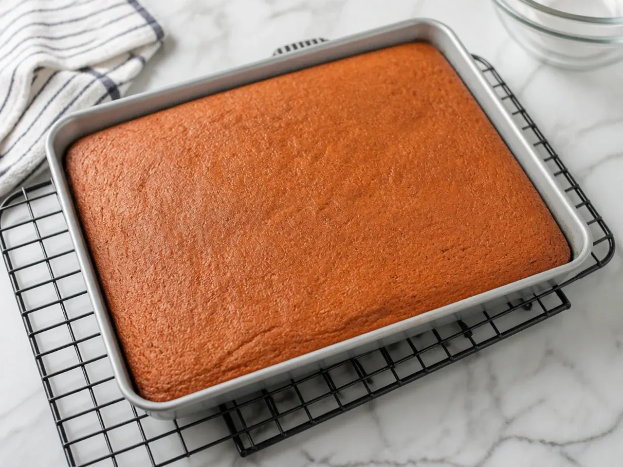 mini football cake — step 2: bake and cool the sheet cake