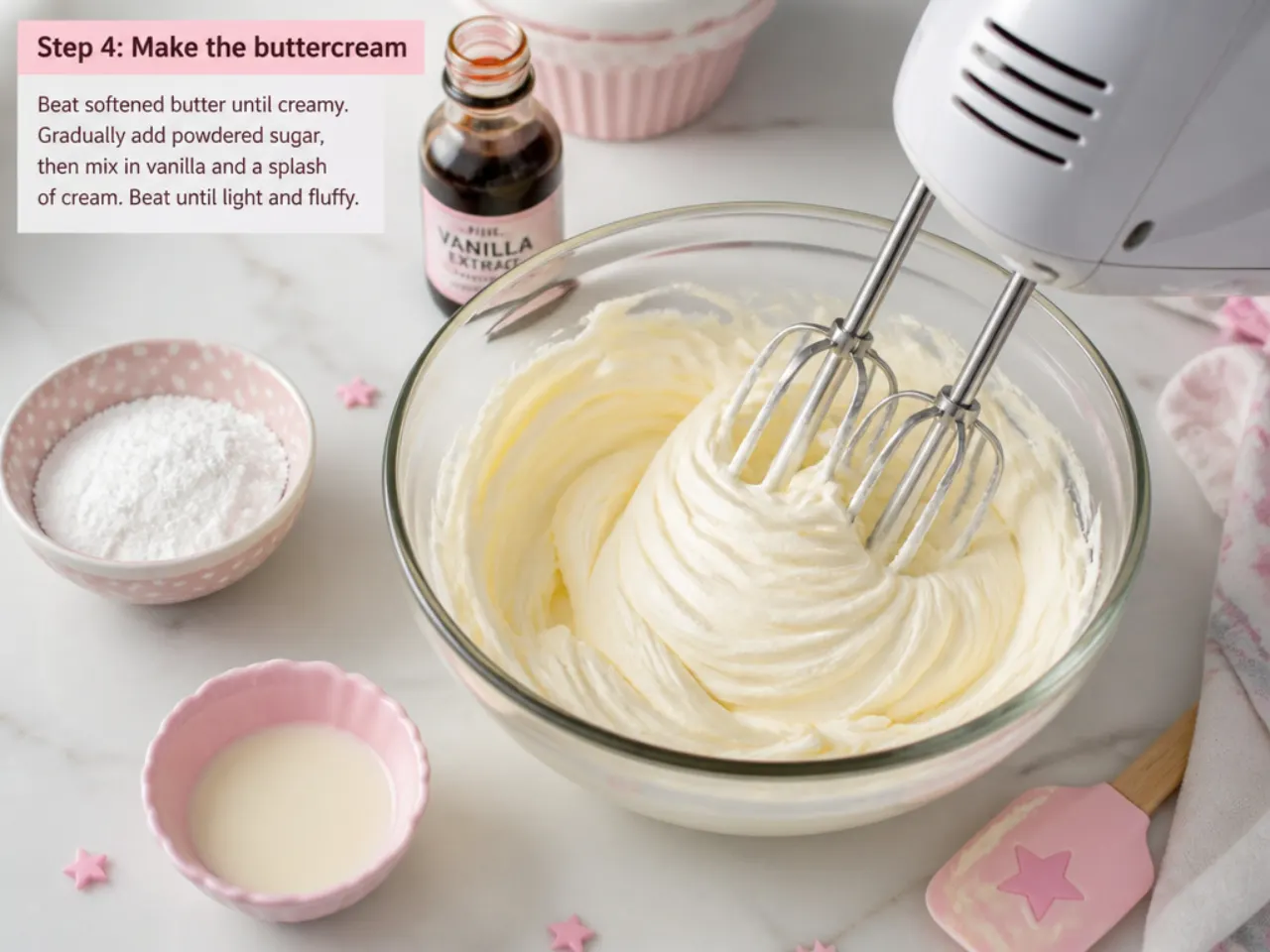 mini hello kitty cake — step 4: make the buttercream