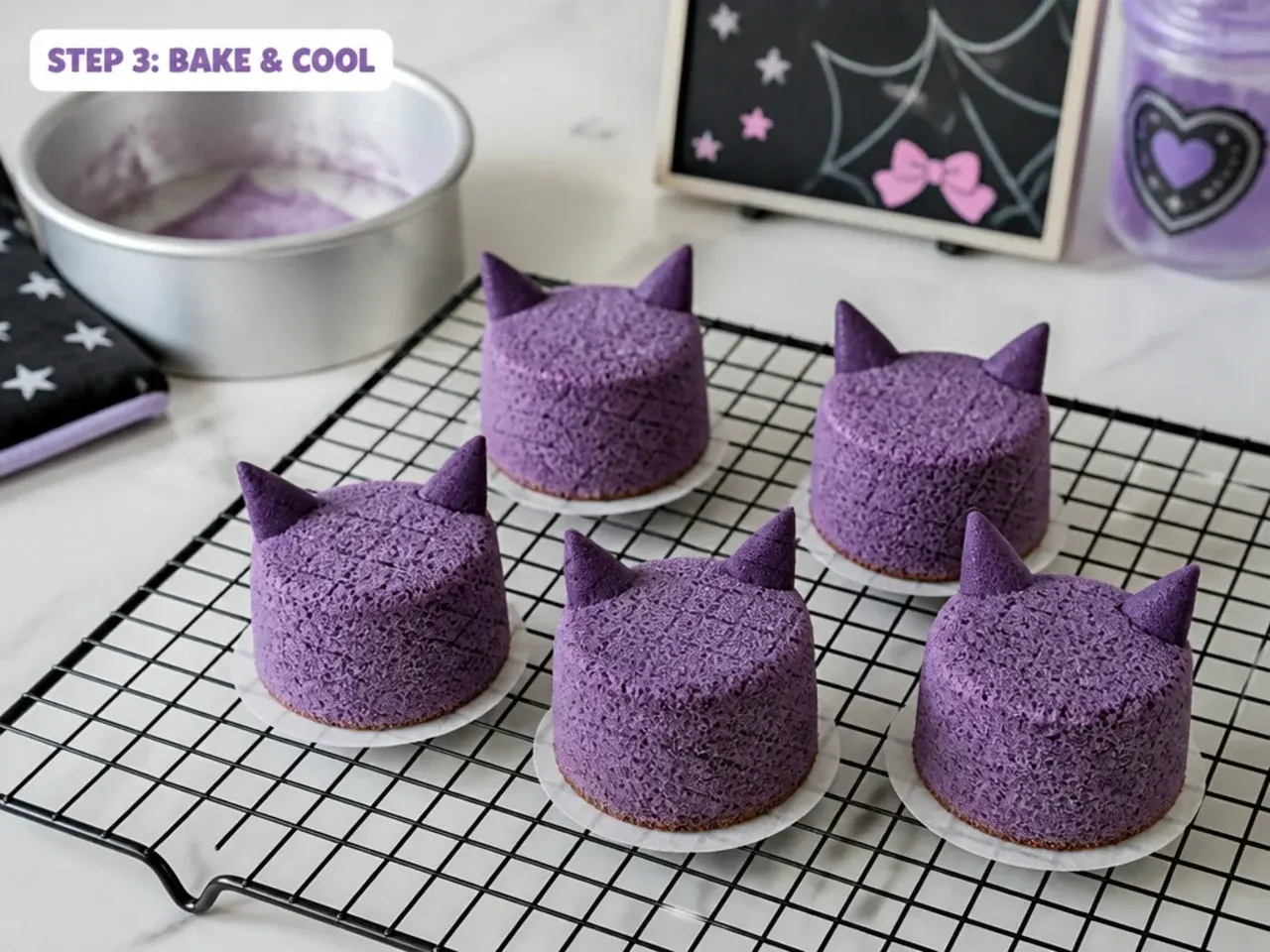 mini kuromi cake — step 3: bake and cool