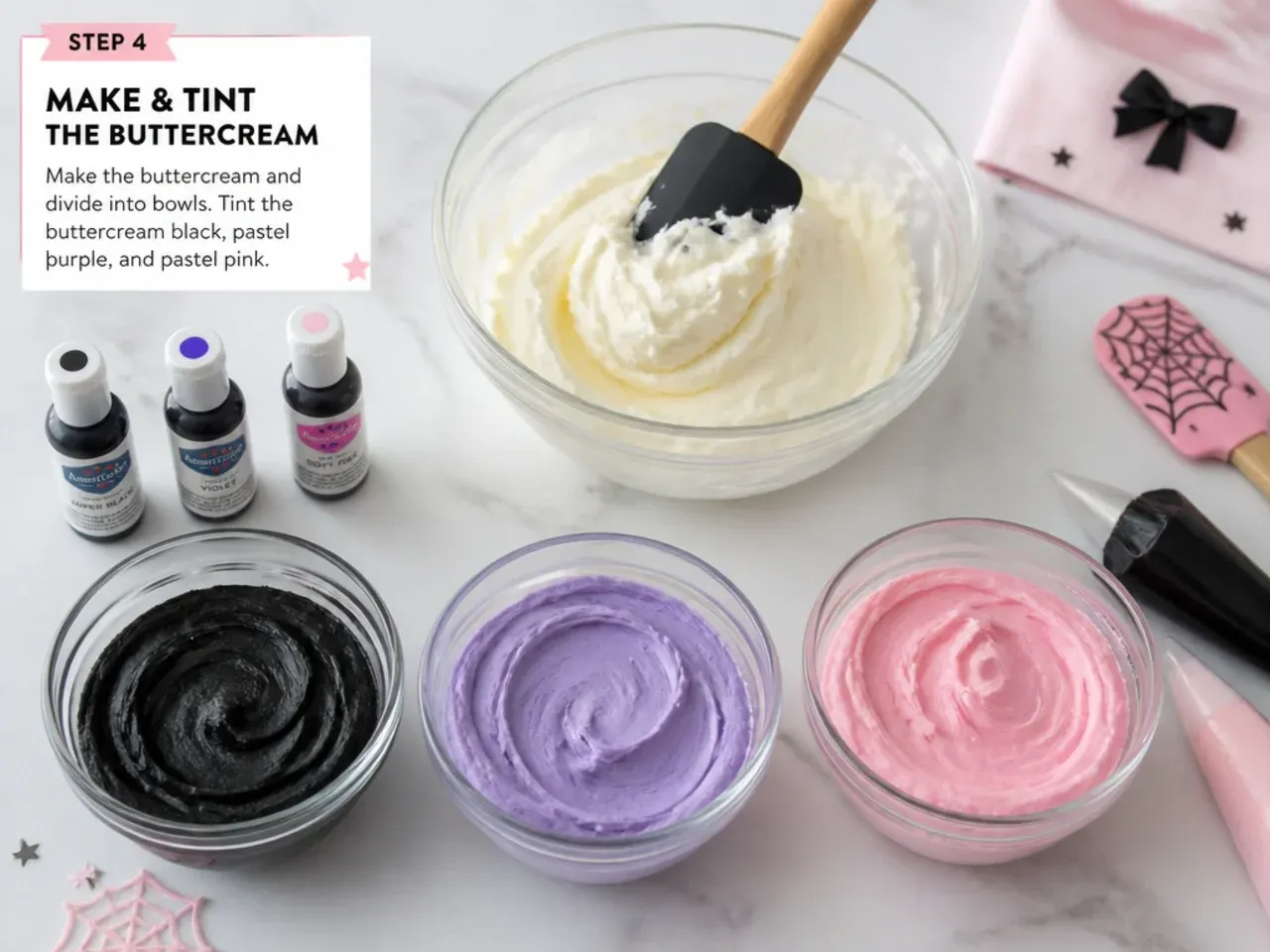 mini kuromi cake — step 4: make and tint the buttercream