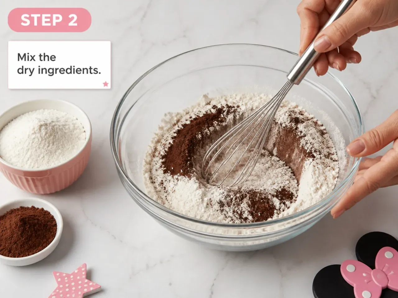 mini minnie mouse cake — step 2: mix the dry ingredients