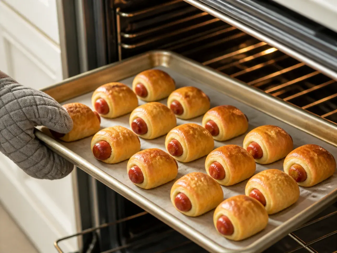 mini pigs in a blanket — step 6: bake until golden