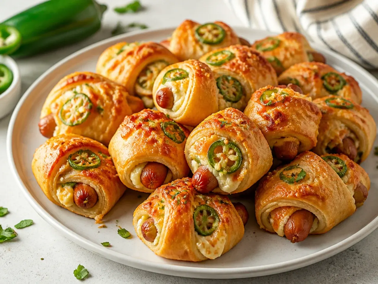 Bold jalapeno popper mini pigs in a blanket with cream cheese and cheddar
