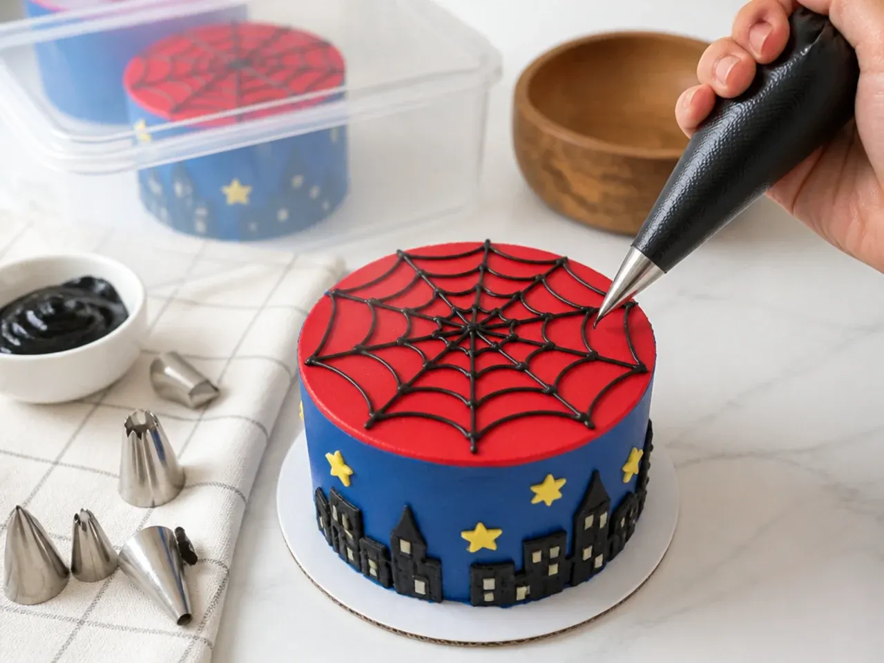 Tips to make mini spiderman cake ideas easier with piping tools and chilling