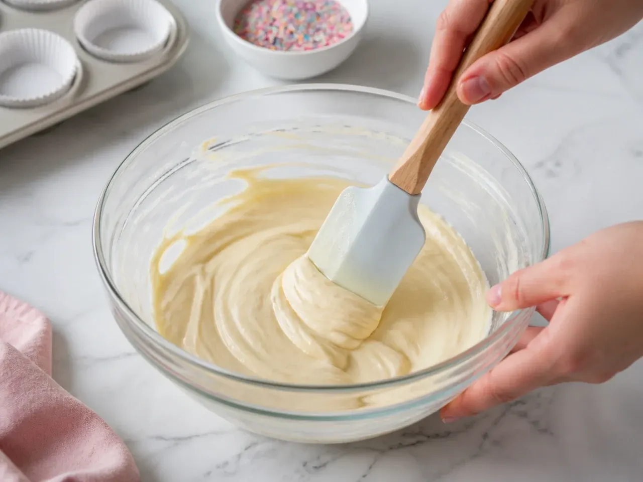 mini unicorn cake — step 3: mix the batter