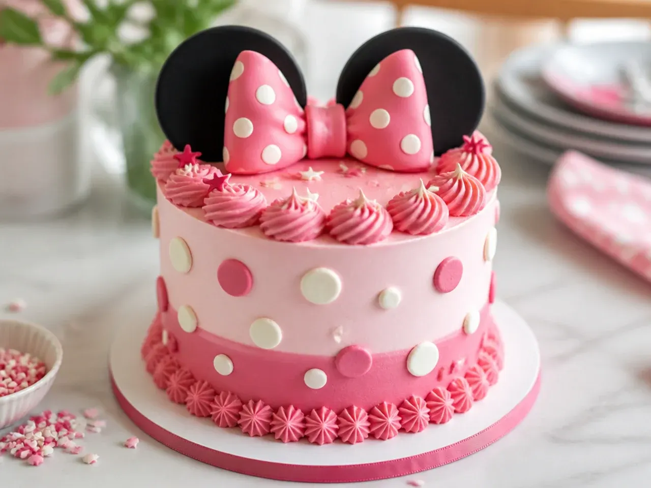 Common mistakes to avoid when decorating a Minnie Mouse cake for girls with buttercream