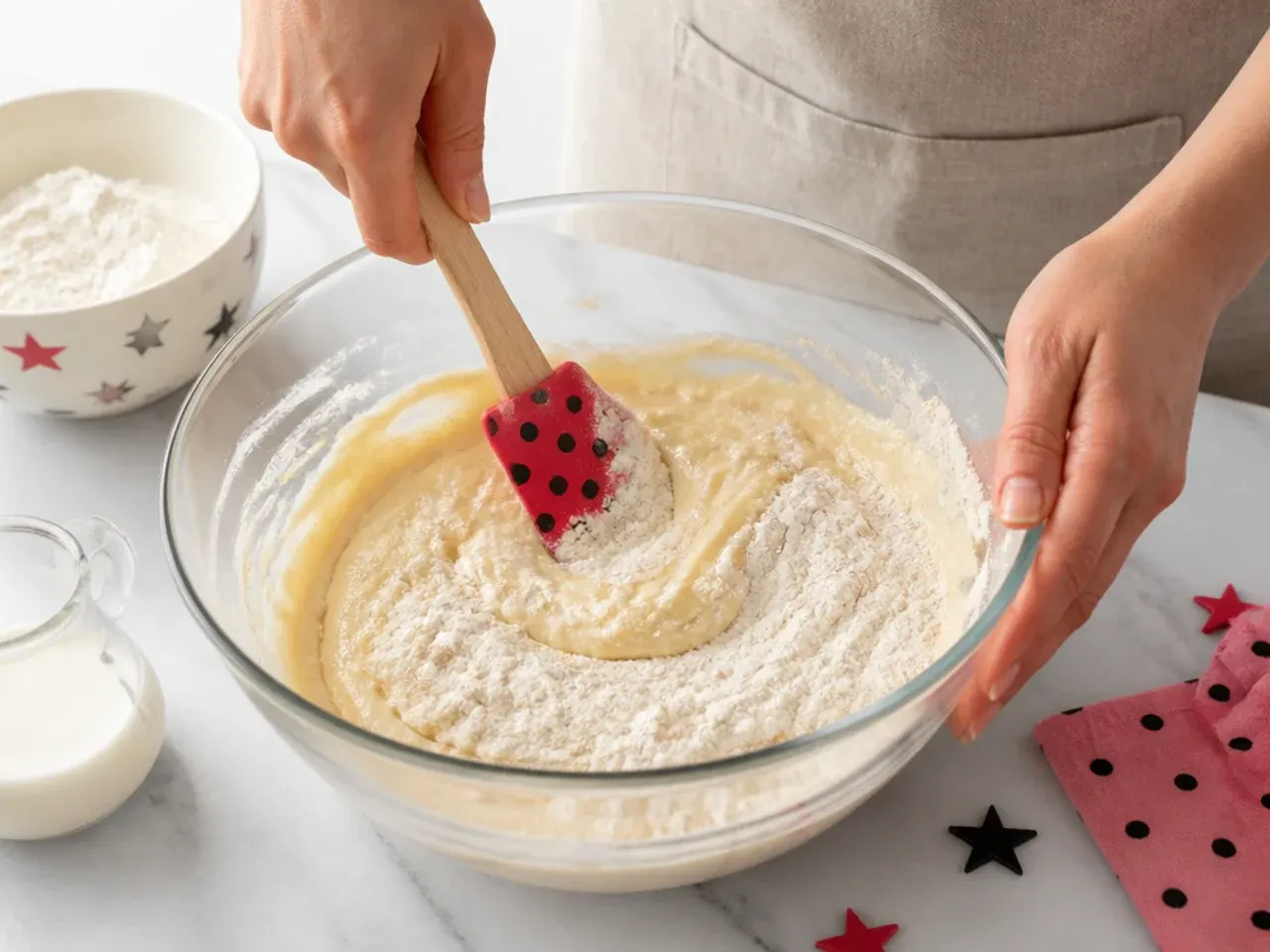 minnie mouse cake ideas — step 4: fold in the dry ingredients and milk