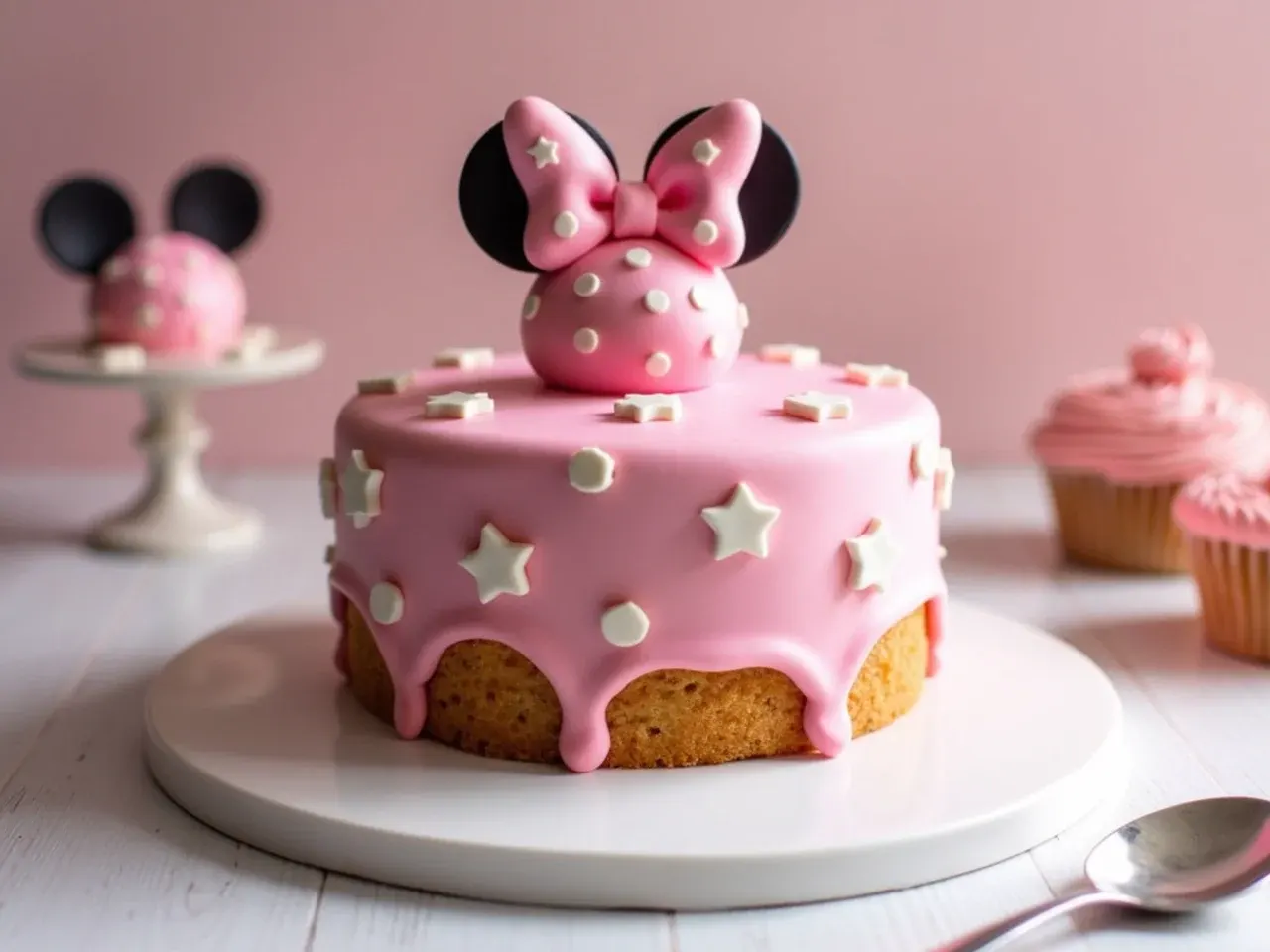 Tips for making Minnie Mouse cake toppers easier with fondant tools and drying supports