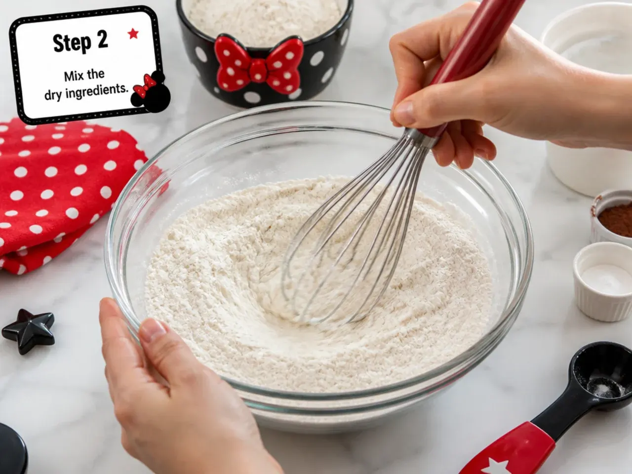 minnie mouse cupcakes — step 2: mix the dry ingredients