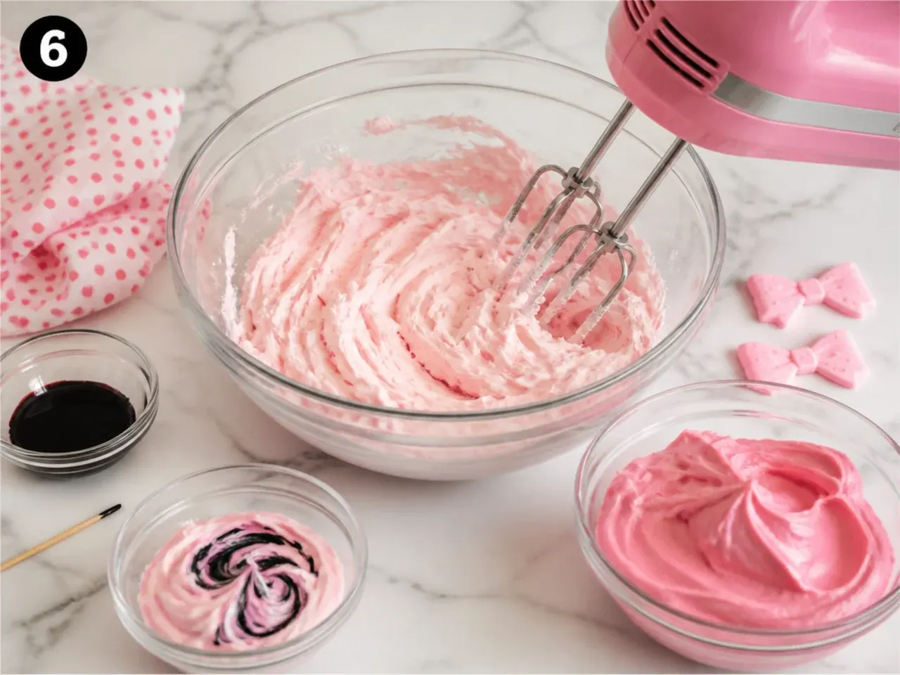 minnie mouse cupcakes — step 6: make and tint the buttercream