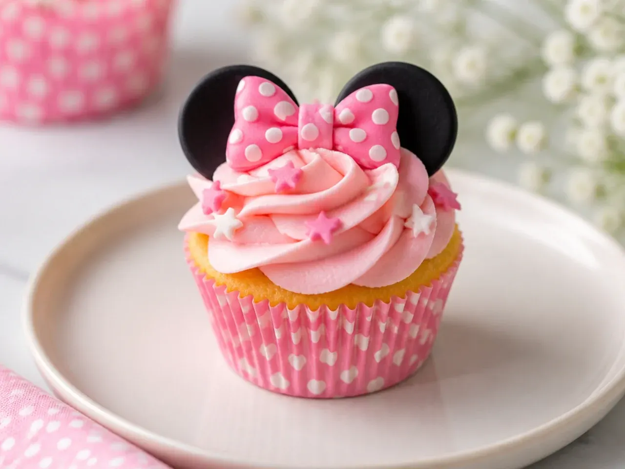 Charming mini Minnie Mouse cupcakes sized for little hands