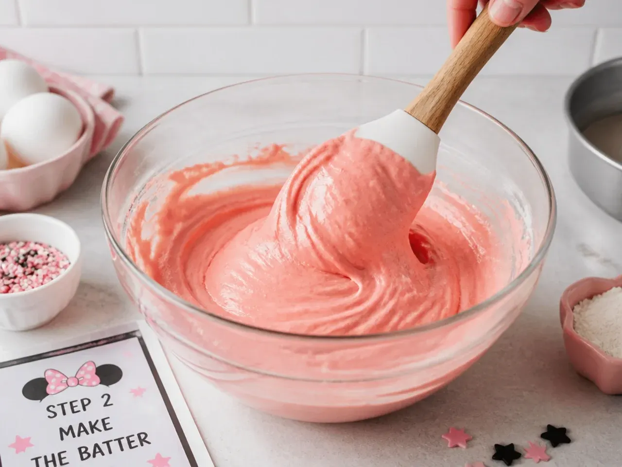 minnie mouse smash cake — step 2: make the batter