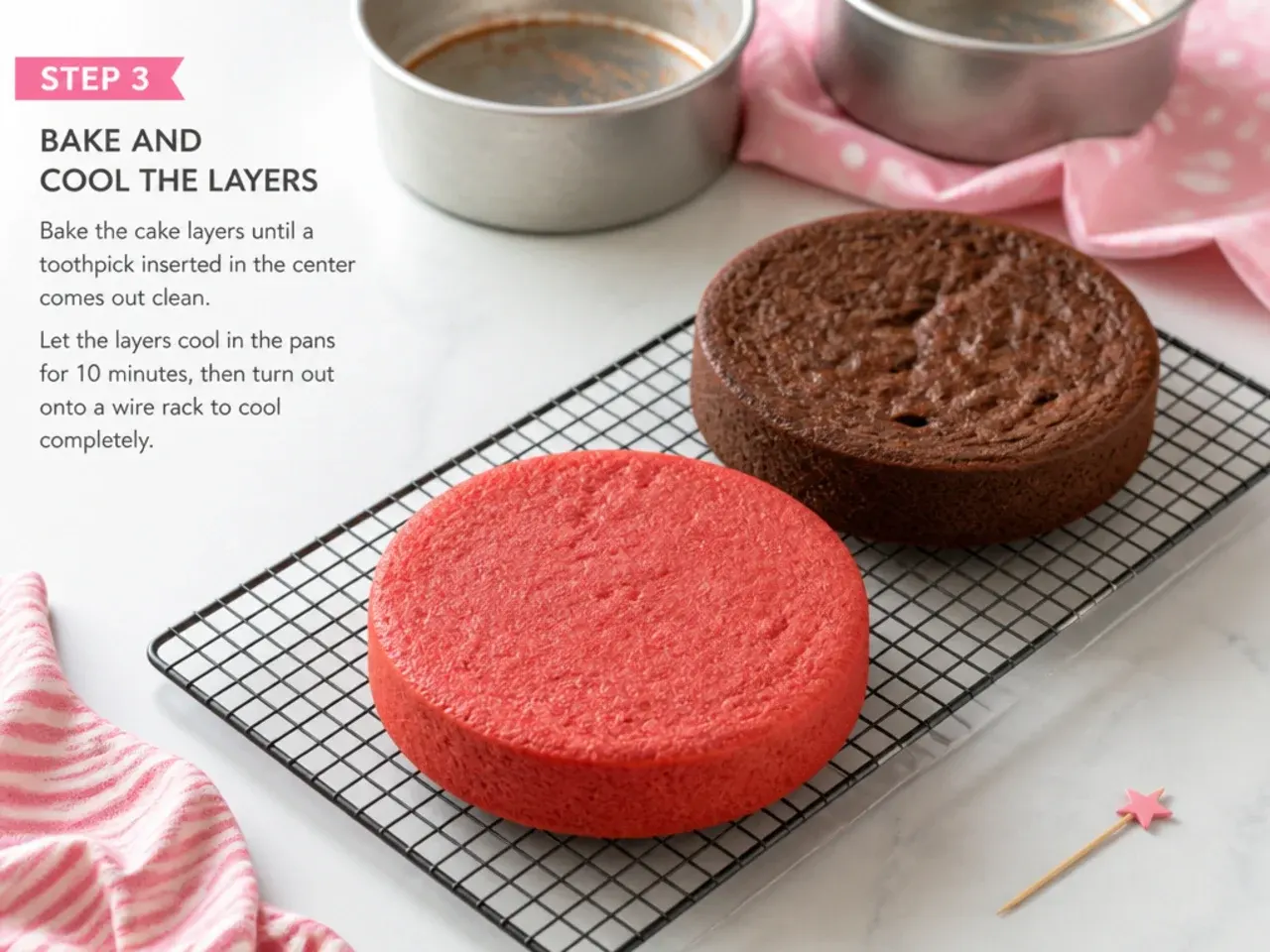minnie mouse smash cake — step 3: bake and cool the layers