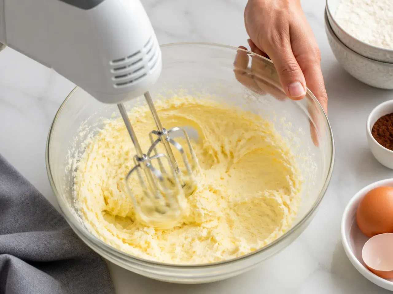 moist black cake — step 3: cream butter and sugar