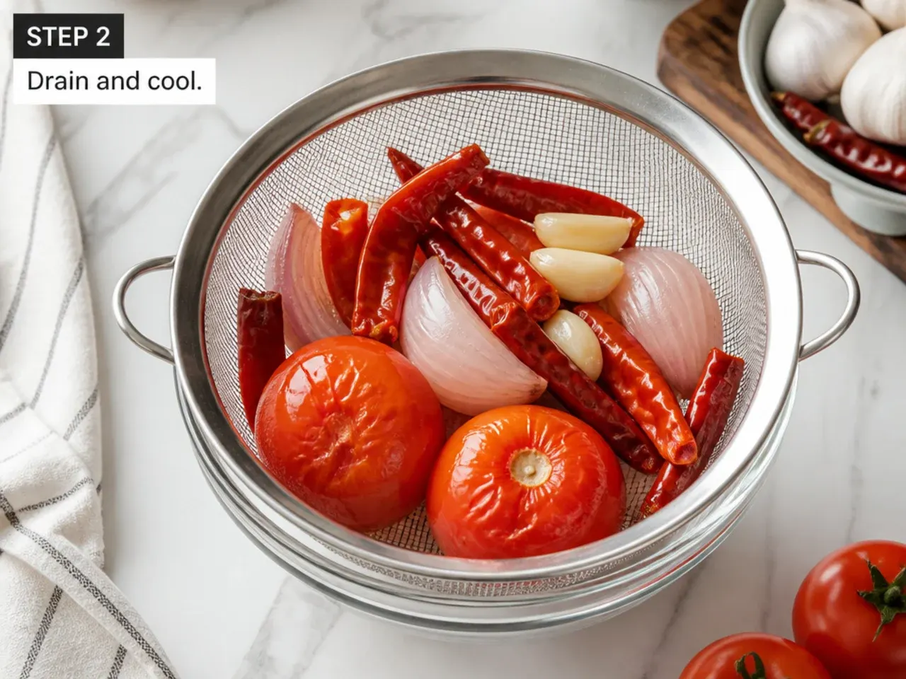 momos chutney recipe — step 2: drain and cool