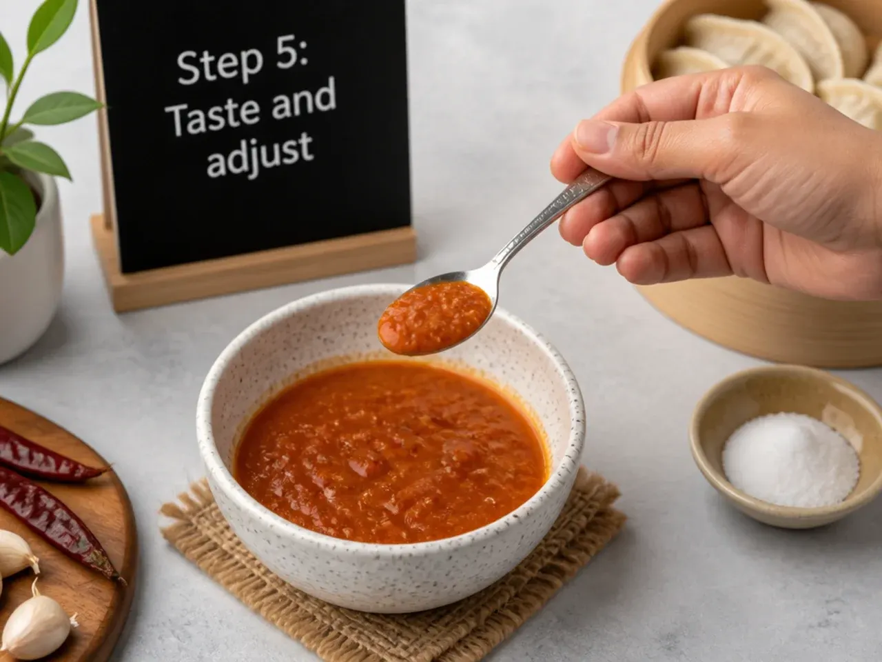 momos chutney recipe — step 5: taste and adjust