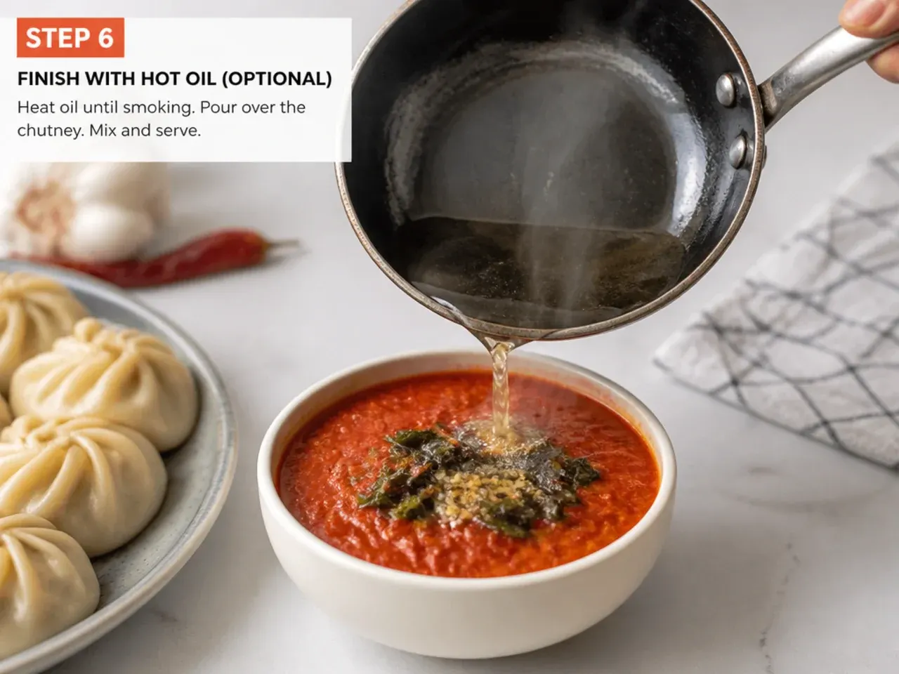 momos chutney recipe — step 6: finish with hot oil (optional)