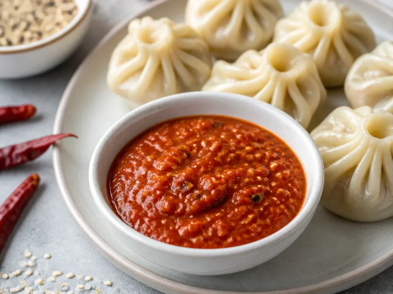 Roasted sesame Tibetan-style momos chutney recipe for dumplings