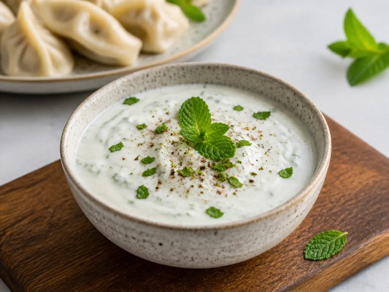 Cooling yogurt-mint raita momos chutney recipe dip