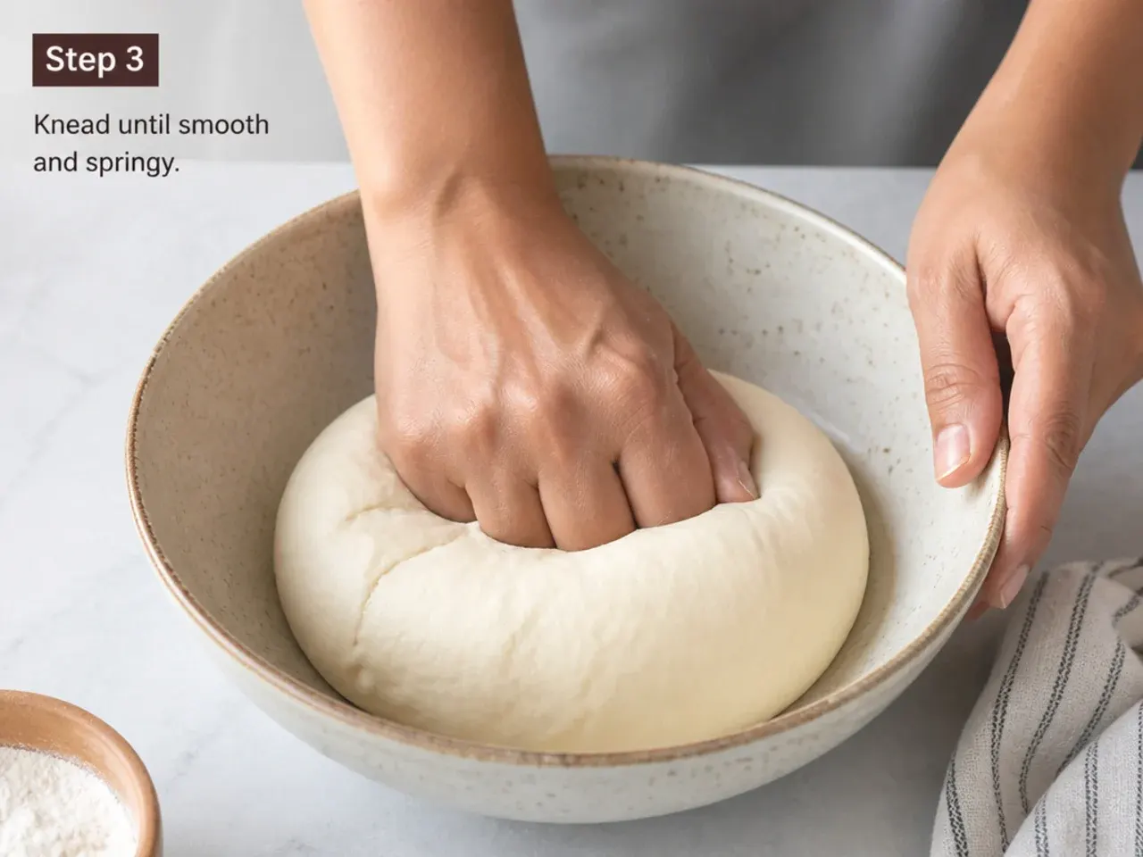 momos dough recipe — step 3: knead until smooth and springy
