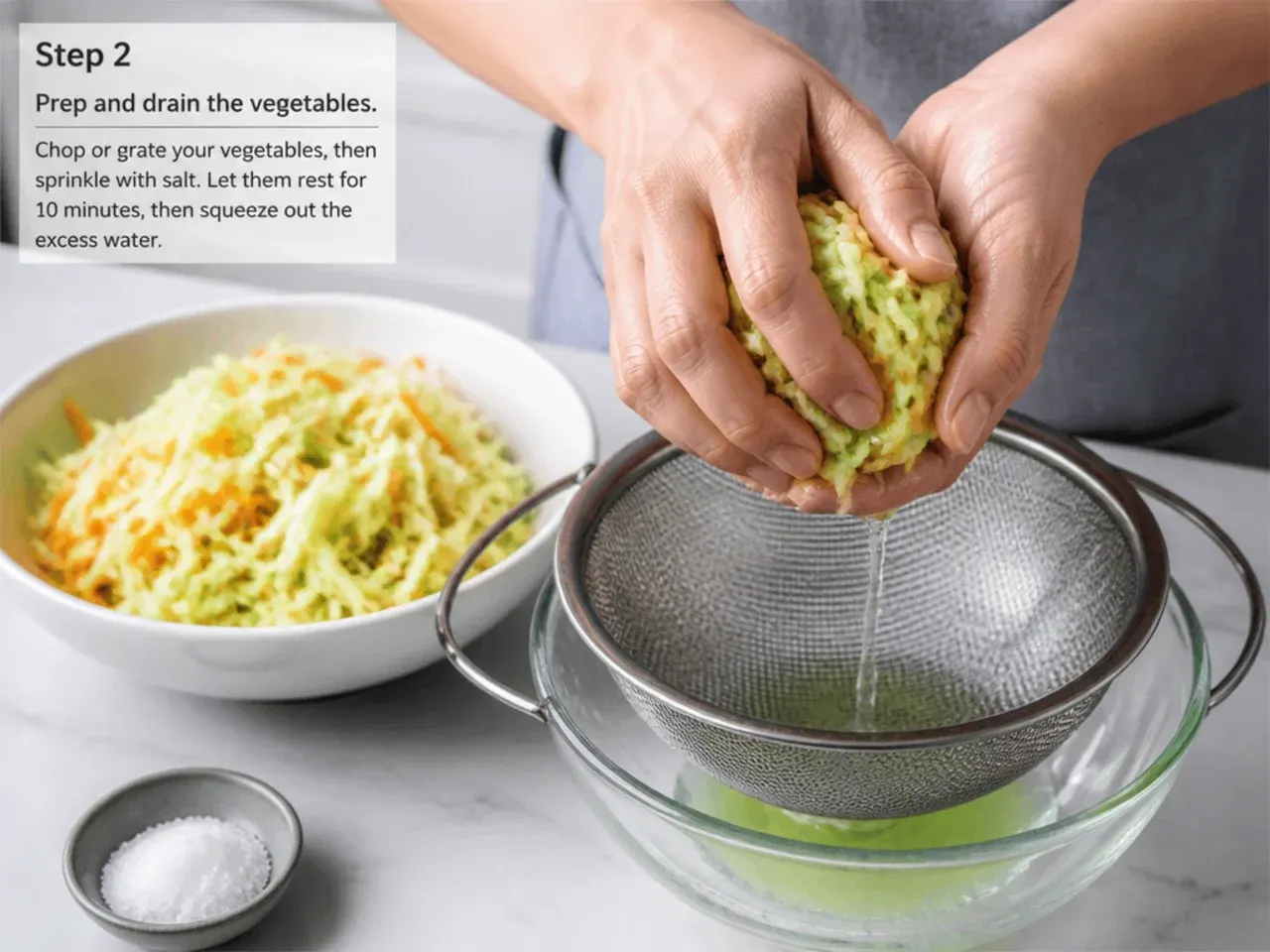momos filling ideas — step 2: prep and drain the vegetables