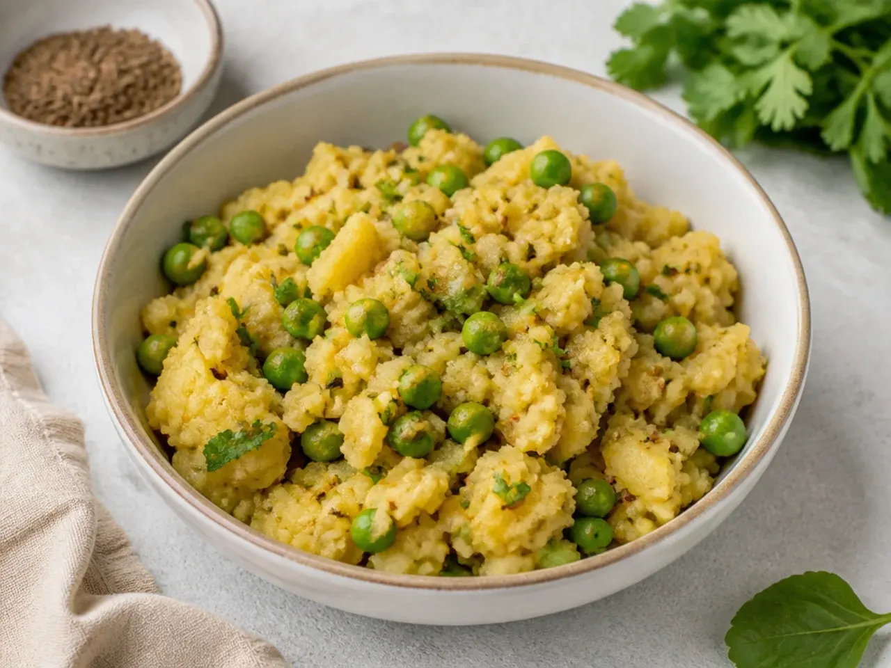 Rustic spiced potato and pea momos filling idea with cumin
