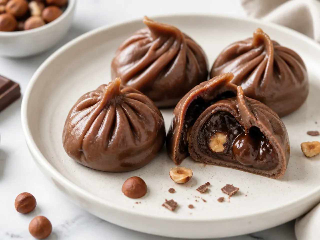 Whimsical chocolate hazelnut dessert momos filling idea
