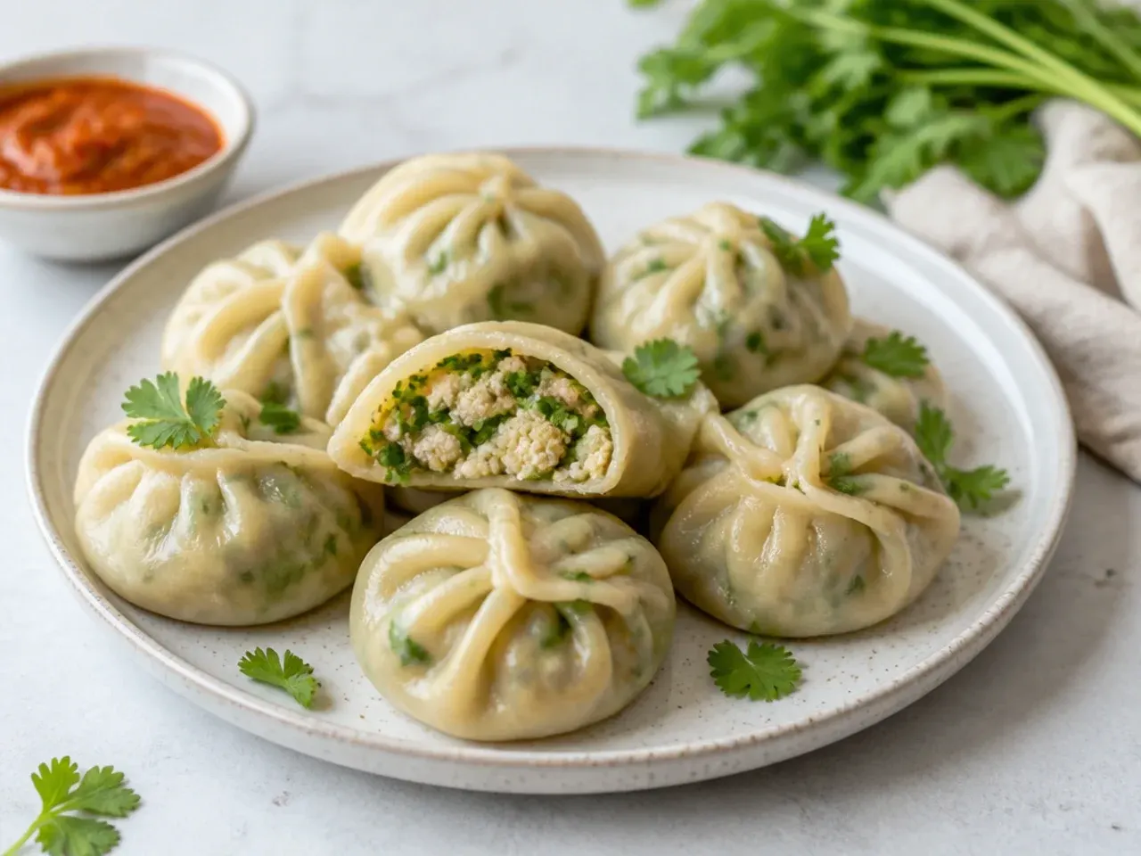 Delicate paneer and coriander momos filling idea for vegetarians
