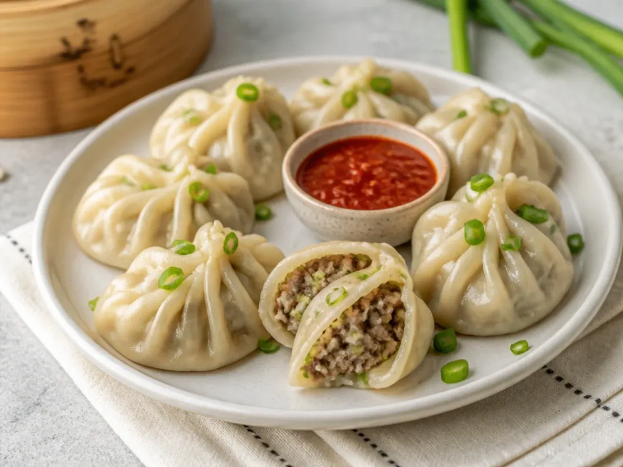 Vintage pork and napa cabbage momos filling idea Himalayan style