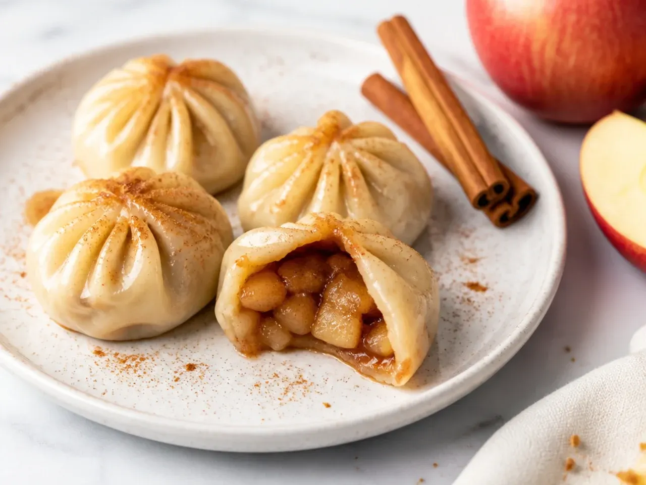 Whimsical apple pie dessert momos filling idea with cinnamon