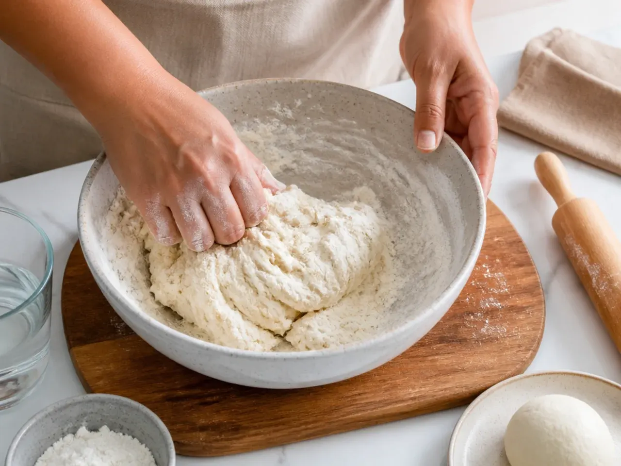 momos folding — step 1: make the dough