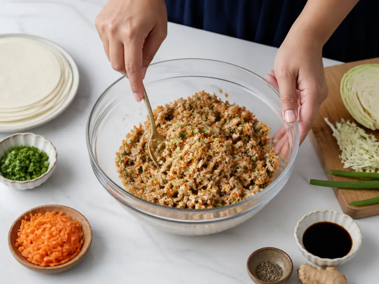 momos for party — step 2: mix the filling