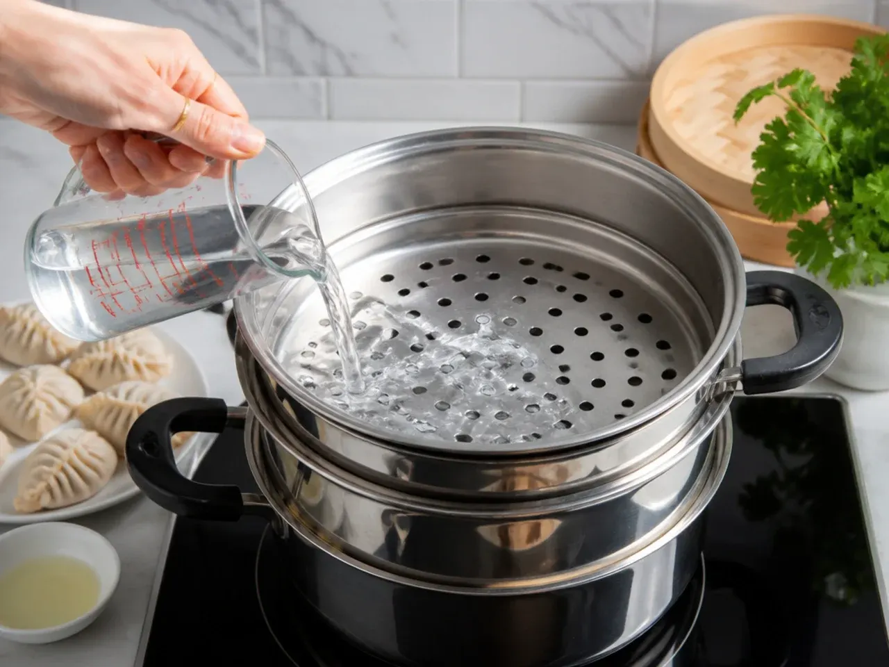 momos for party — step 5: set up the steamer