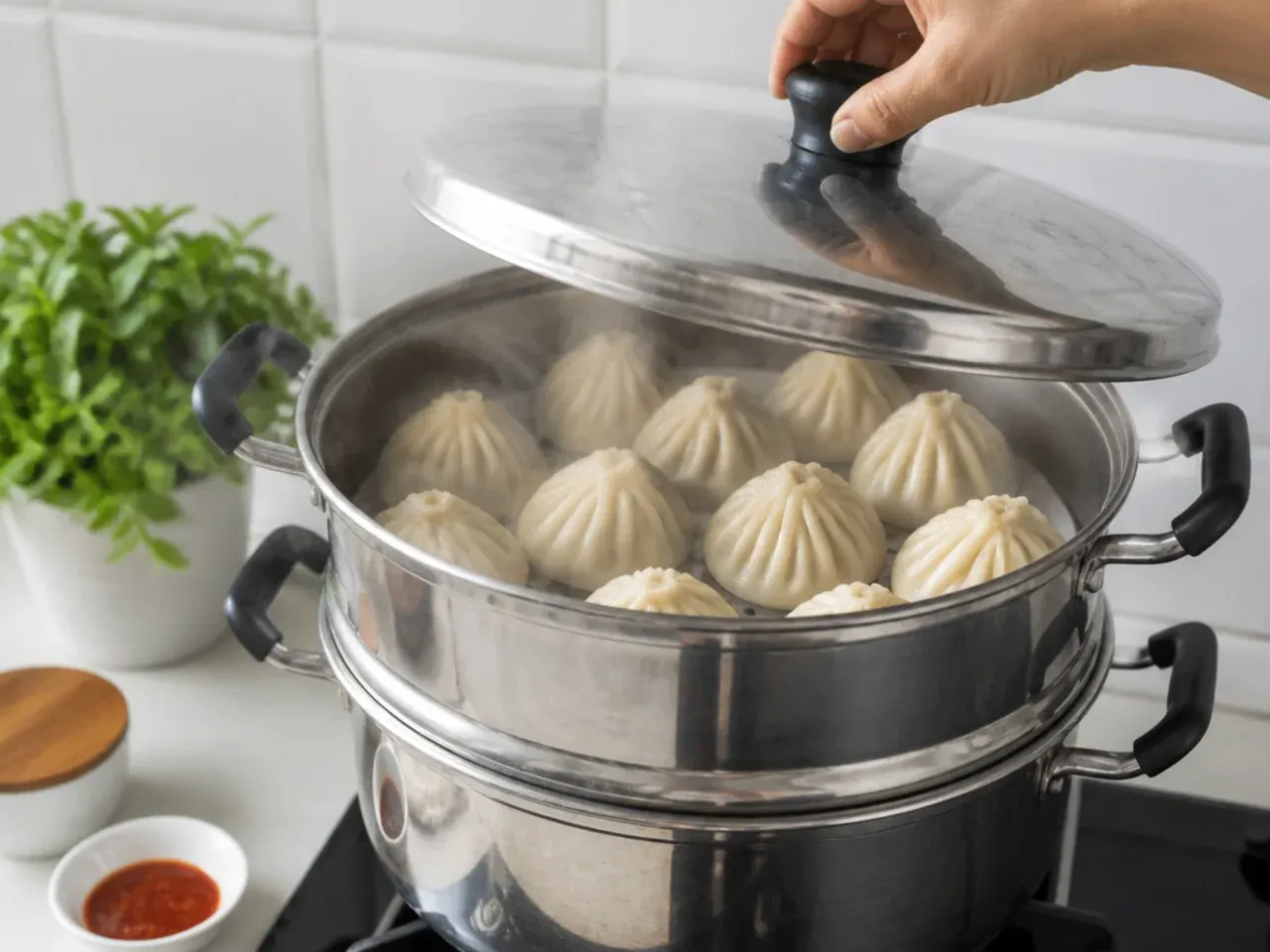 momos for party — step 6: steam the momos