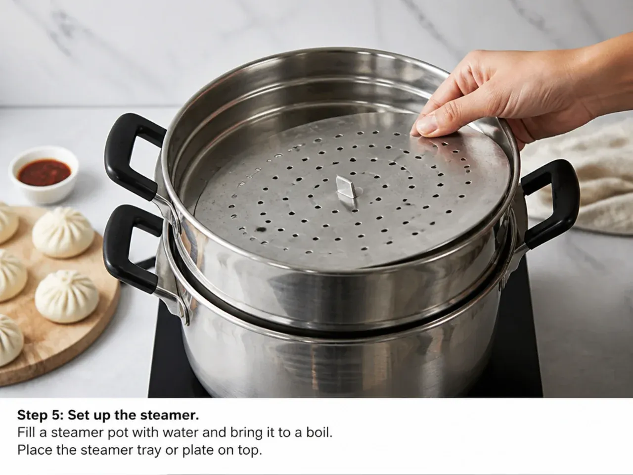 momos recipe easy — step 5: set up the steamer