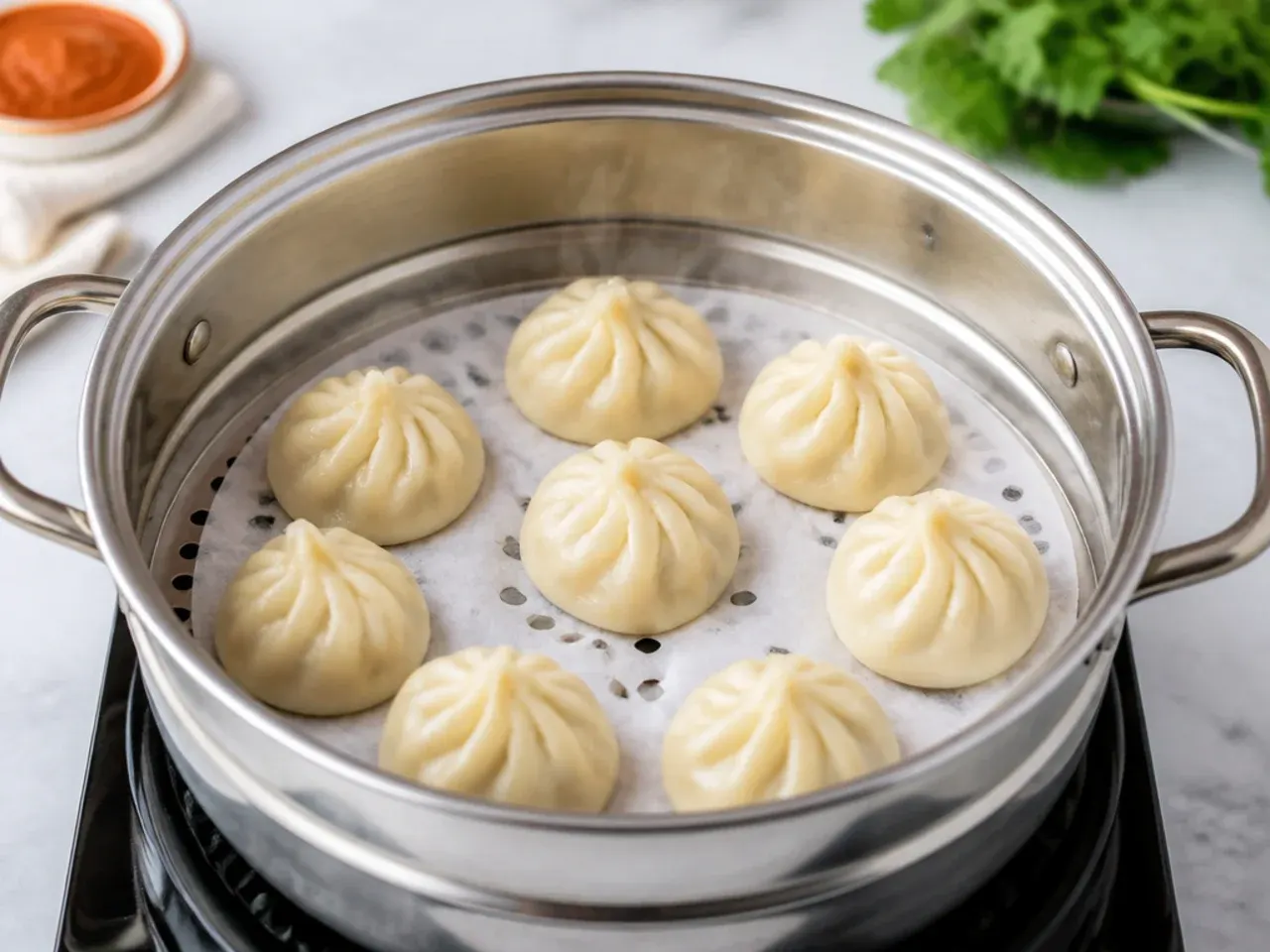 momos recipe easy — step 6: steam the momos