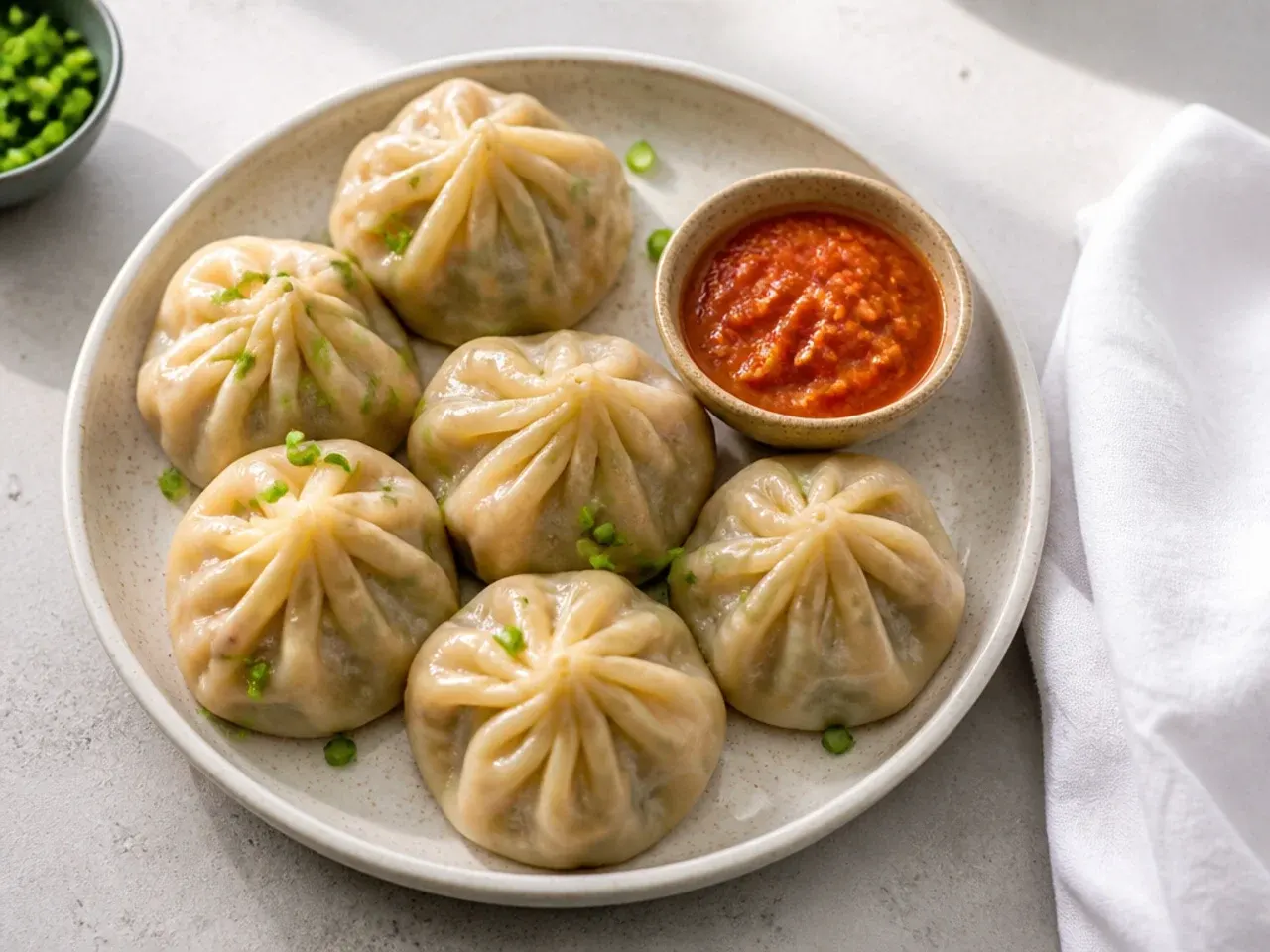 Tibetan beef momos recipe with sepen hot sauce