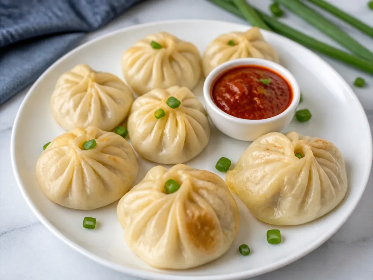 Paneer momos easy recipe arranged on a white plate
