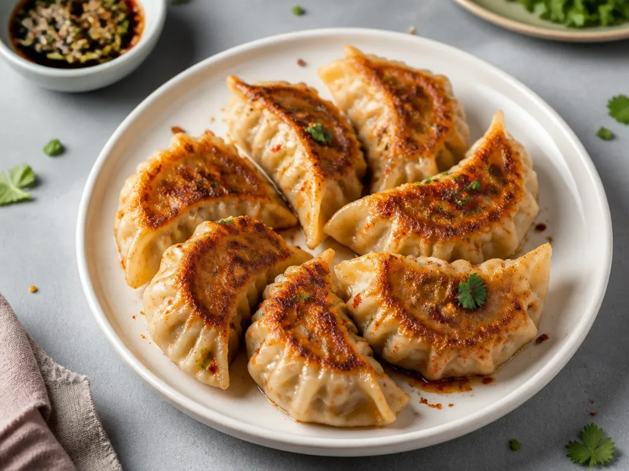 Kothey pan-fried momos with golden crispy bases