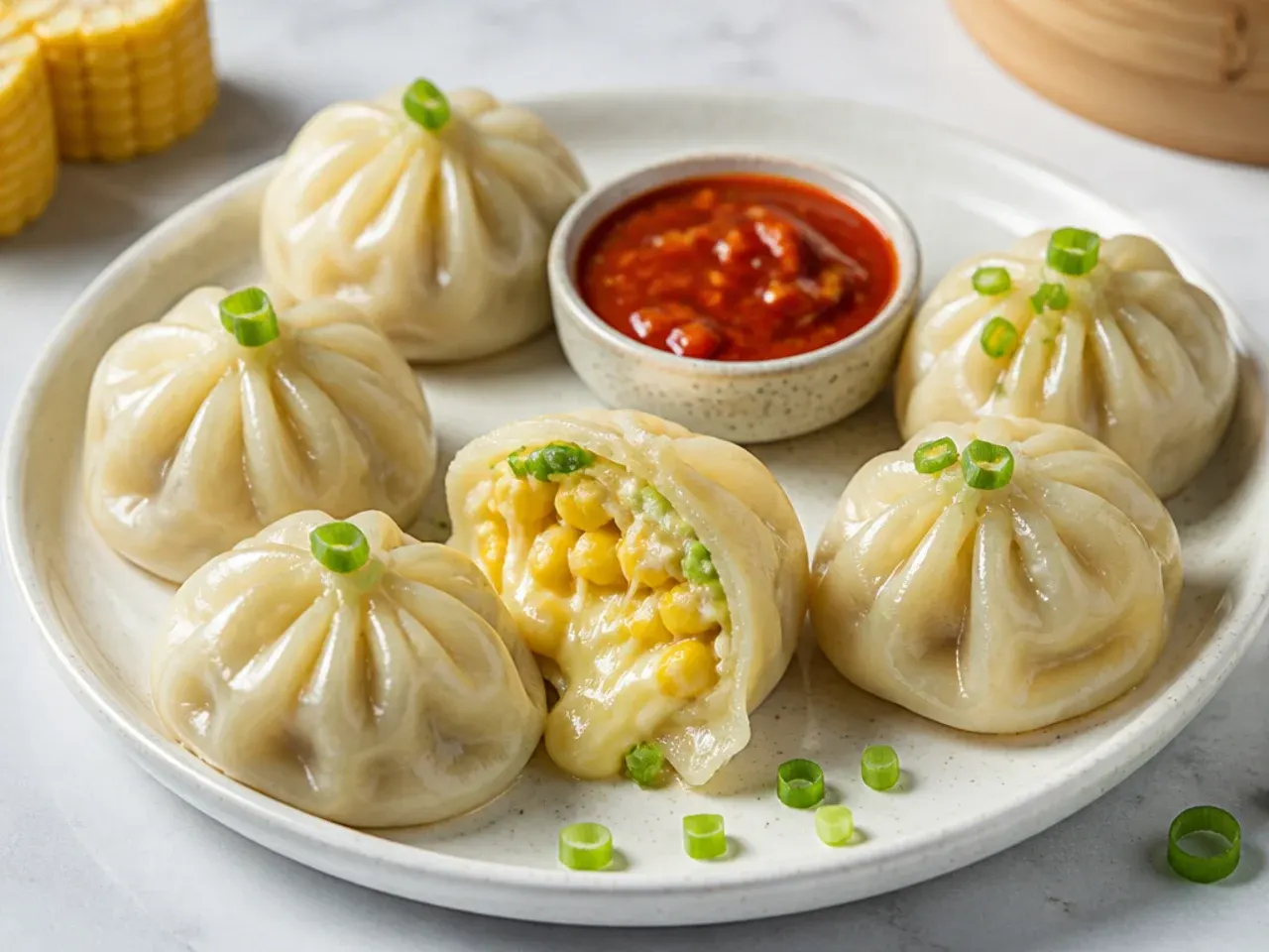 Cheese and sweetcorn momos easy recipe for kids