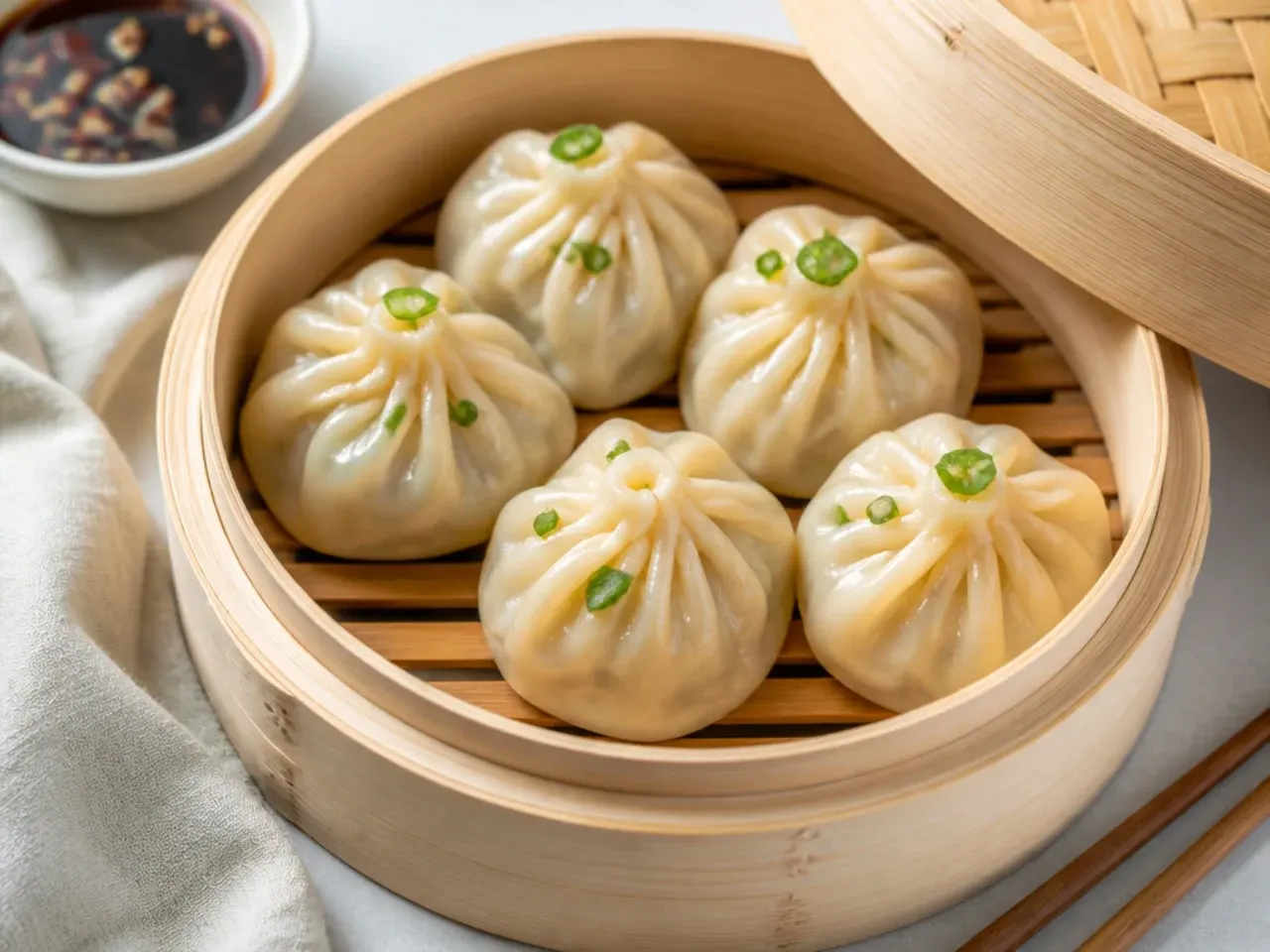 Prawn and ginger momos dim sum style steamed dumplings