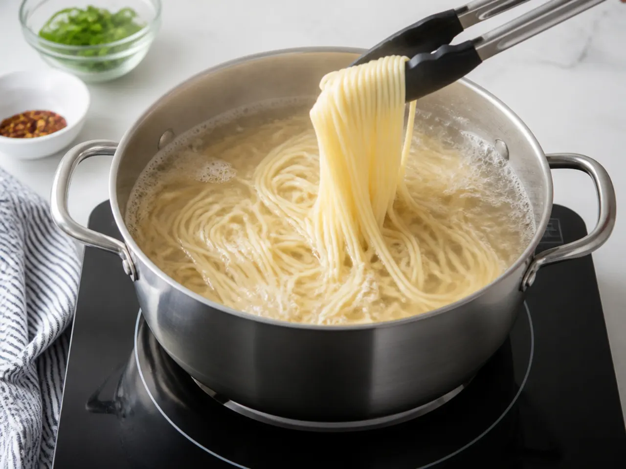 mongolian beef and noodles — step 2: cook the noodles