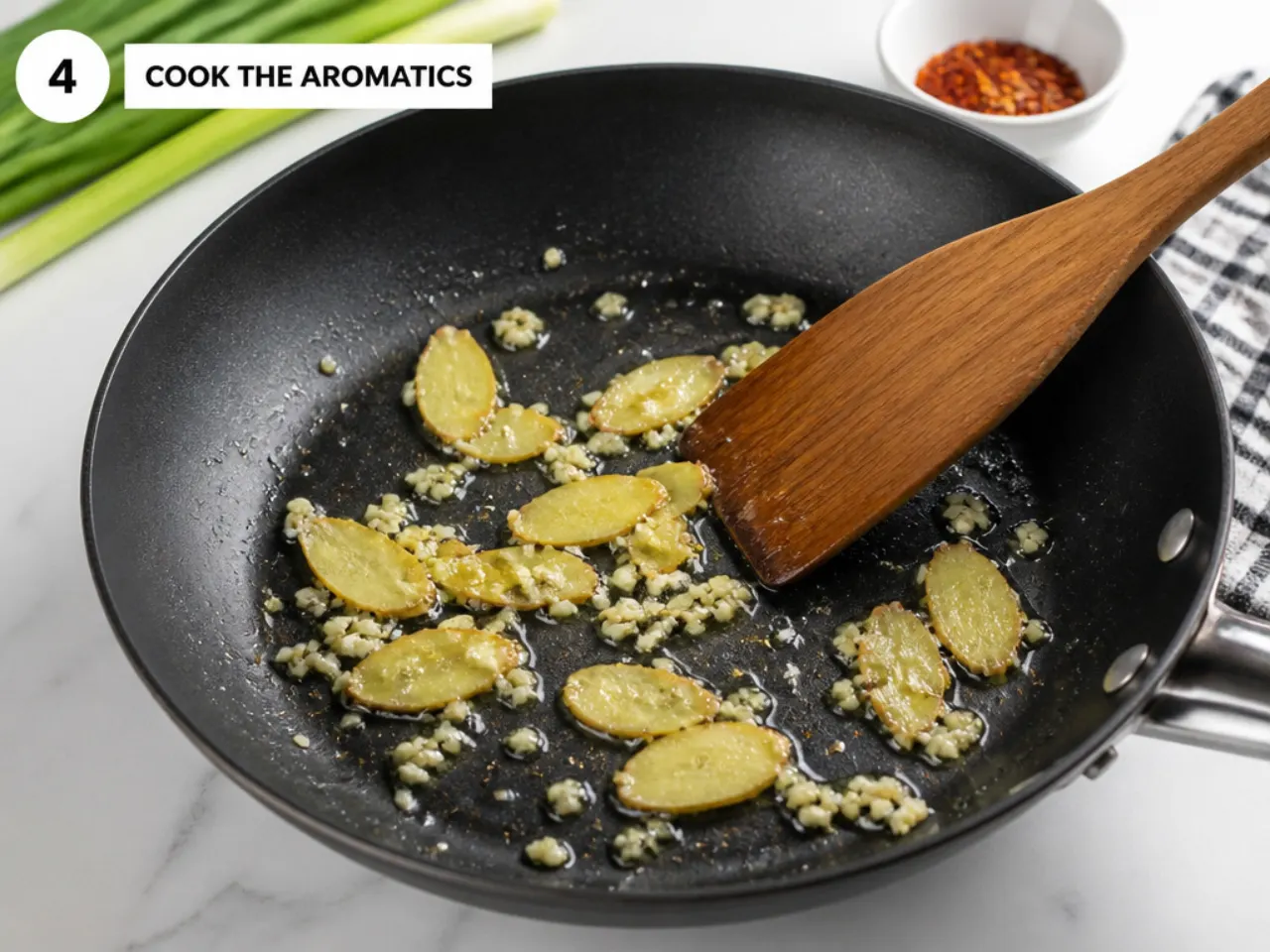 mongolian beef bowl — step 4: cook the aromatics