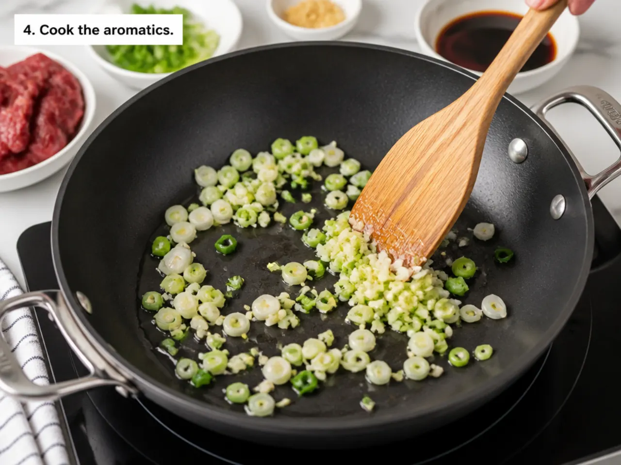 mongolian beef ideas — step 4: cook the aromatics