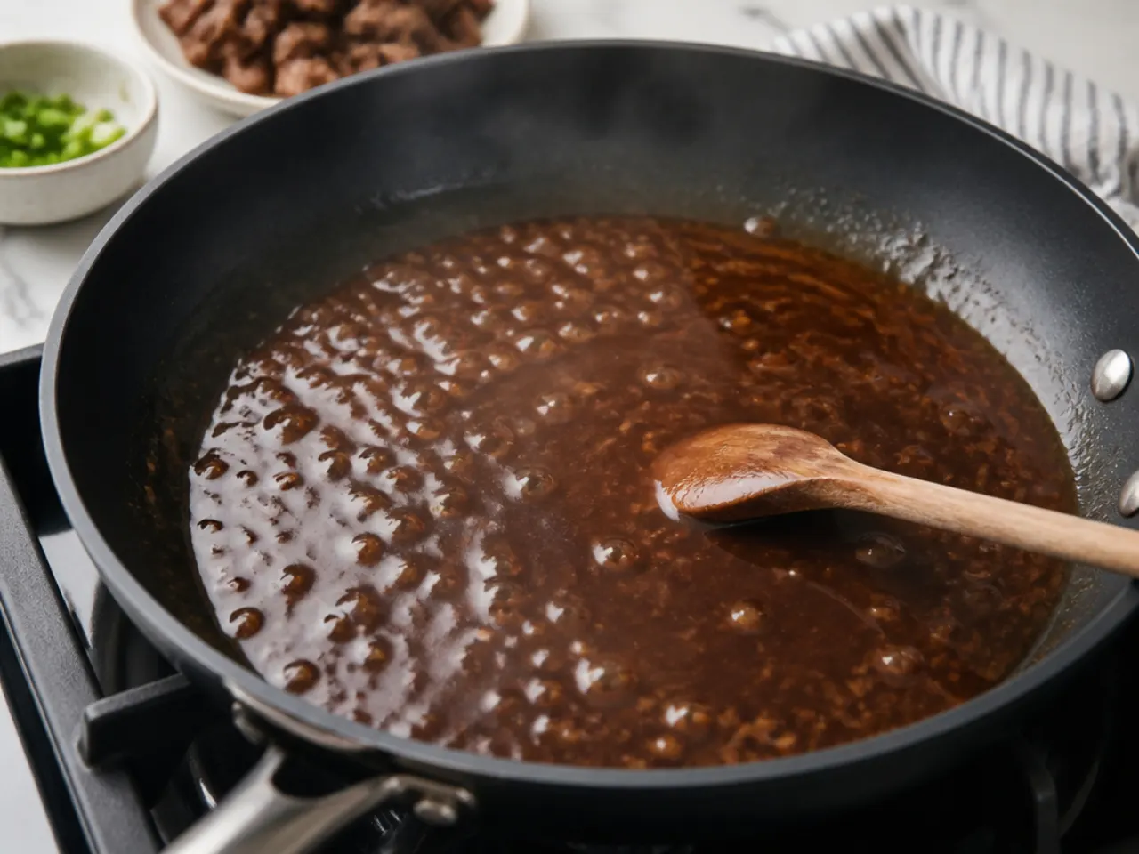 mongolian beef ideas — step 5: simmer the sauce