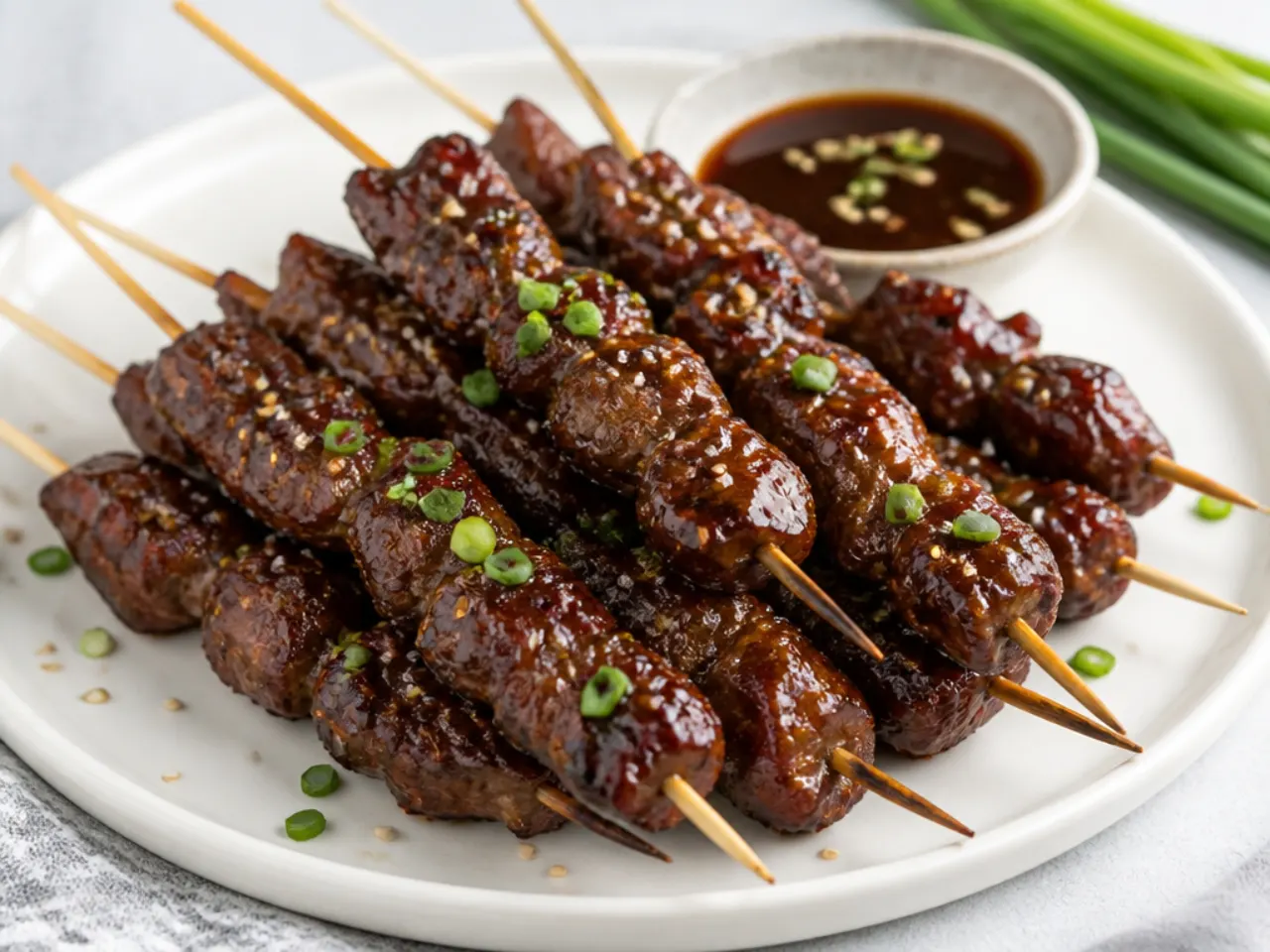 mongolian beef ideas — playful mongolian beef skewers on sticks
