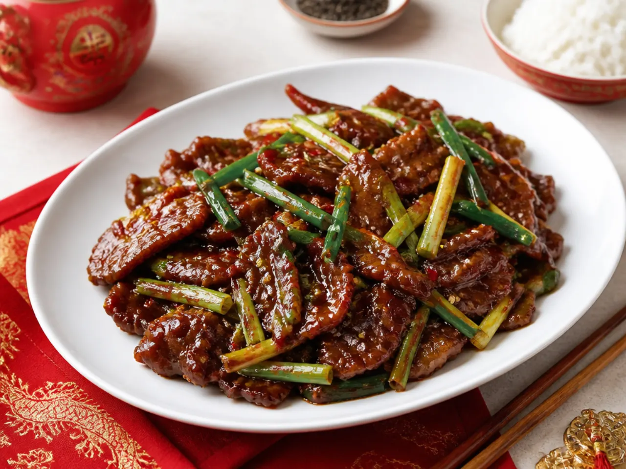 mongolian beef ideas — festive lunar new year mongolian beef platter
