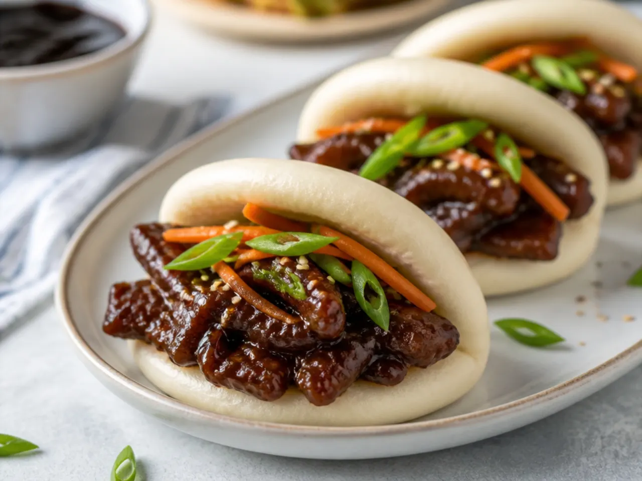 mongolian beef ideas — whimsical mongolian beef bao bun sliders