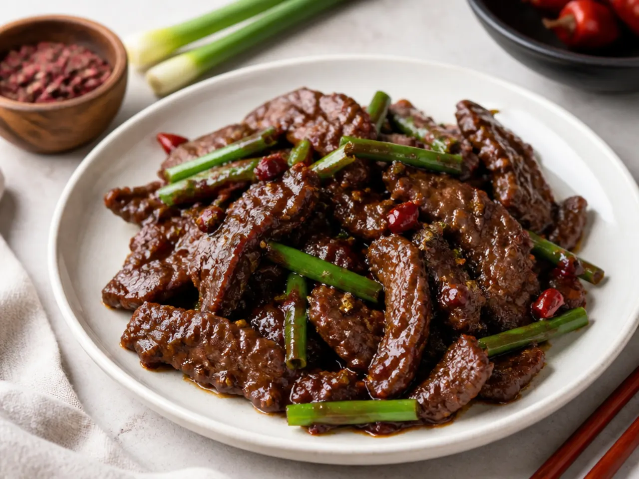mongolian beef ideas — bold szechuan peppercorn mongolian beef